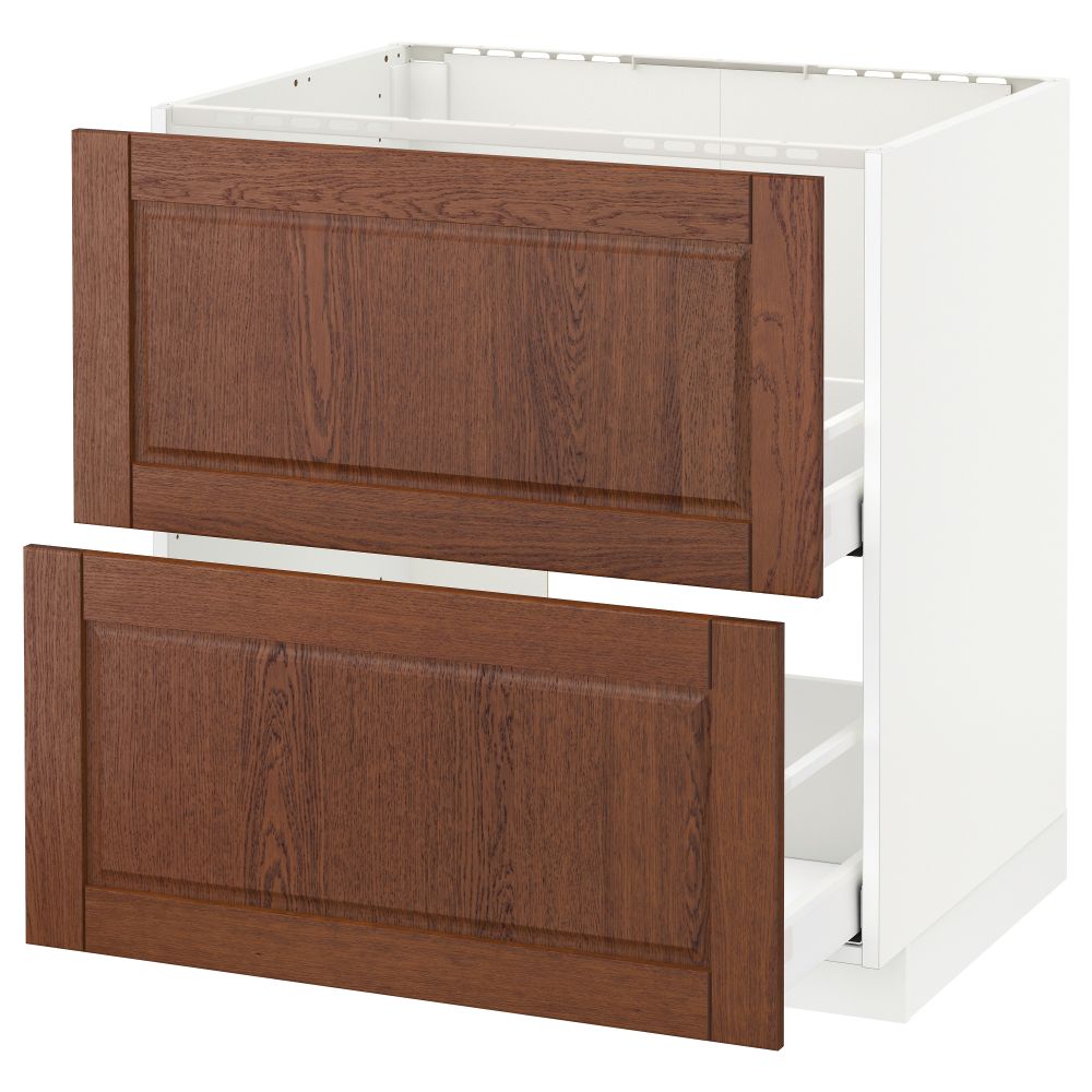 Напольный шкаф под мойку + 2 фронтальных панели, 2 ящика МЕТОД / МАКСИМЕРА, белый, Филипстад коричневый - схема-чертеж с размерами