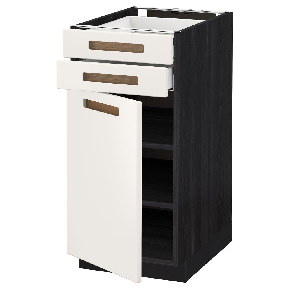 Напольный шкаф с дверцей, 2 ящиками МЕТОД / МАКСИМЕРА, черный, Мэрста белый - схема-чертеж с размерами