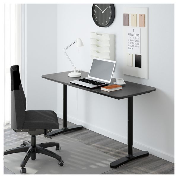 Письменный стол БЕКАНТ, черно-коричневый, черный (140x60 см) - фото 2