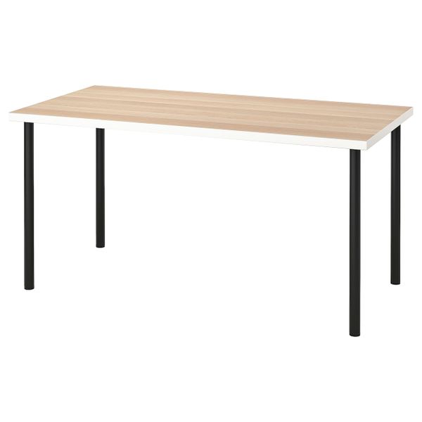 Стол, белый под беленый дуб/черный 150x75 см IKEA LINNMON ЛИННМОН / ADILS АДИЛЬС 993.286.02 - фото 1