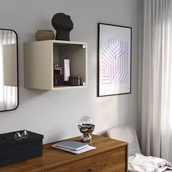 EKET Навесной шкаф со стеклянной дверью - бежевый 35x35x35 см - фото 2