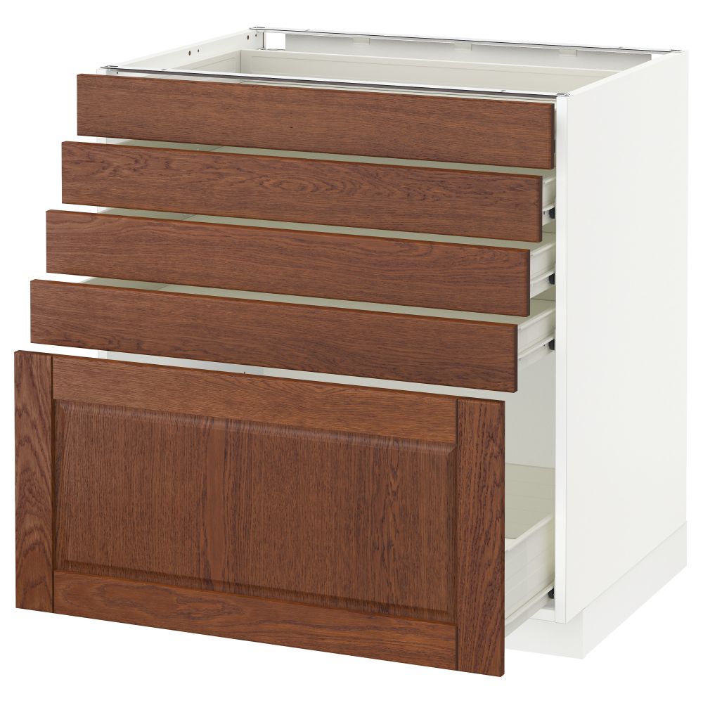 Напольный шкаф с 5 ящиками МЕТОД / ФОРВАРА, белый, Филипстад коричневый - схема-чертеж с размерами
