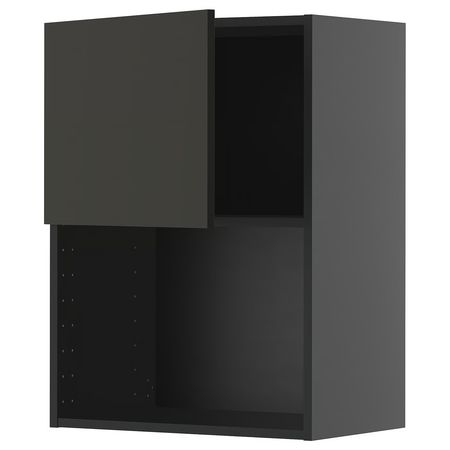 METOD Навесной шкаф для СВЧ-печи - черно-серый/Nickebo матовый антрацит 60x80 см