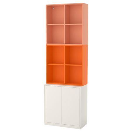 Комбинация шкафов с цоколем ЭКЕТ, белый/оранжевый, светло-оранжевый (70x35x213 см)