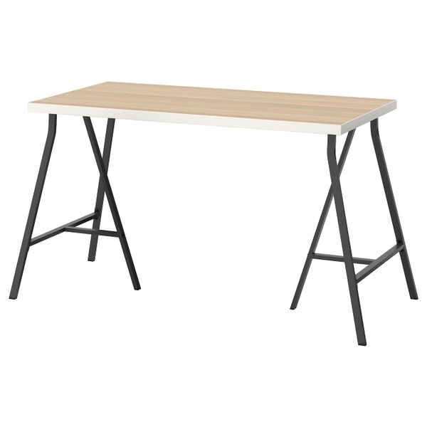 Стол, белый под беленый дуб/серый 120x60 см IKEA LINNMON ЛИННМОН / LERBERG ЛЕРБЕРГ 593.047.59 - фото 1