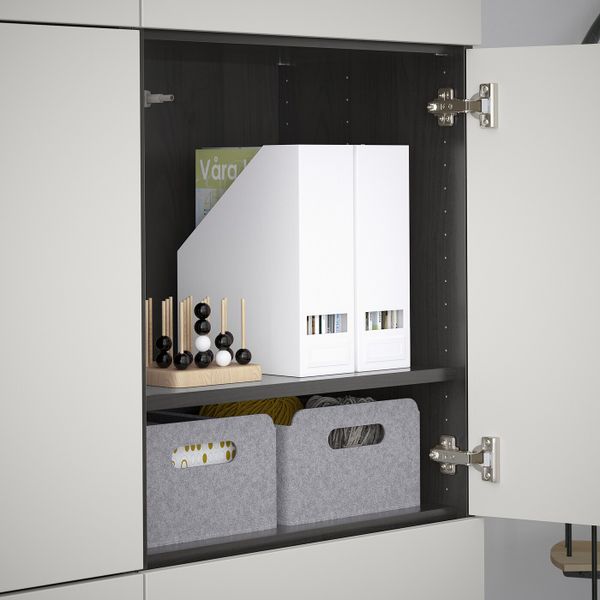 Комбинация для хранения с дверцами, черно-коричневый/Лаппвикен светло-серый 120x40x192 см IKEA БЕСТО 892.471.40 - схема-чертеж с размерами