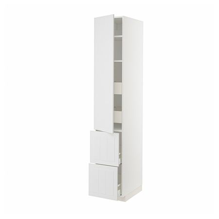 Высокий шкаф + полки/4ящ/двр/2фасада, белый/Стенсунд белый 40x60x220 см IKEA METOD МЕТОД / MAXIMERA МАКСИМЕРА 094.098.53