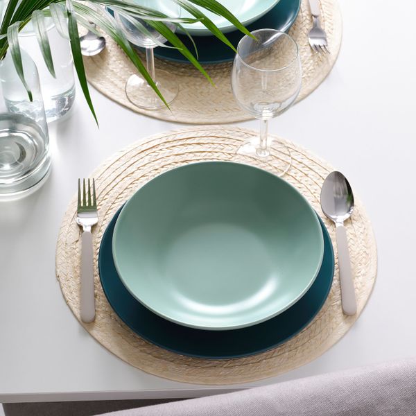 Тарелка глубокая, матовая поверхность светлая бирюза 23 см IKEA FÄRGKLAR ФЭРГКЛАР 904.771.73 - схема-чертеж с размерами