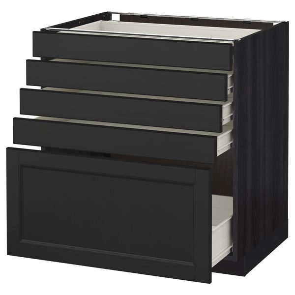 Напольный шкаф с 5 ящиками МЕТОД / ФОРВАРА, черный, Лаксарби черно-коричневый - схема-чертеж с размерами