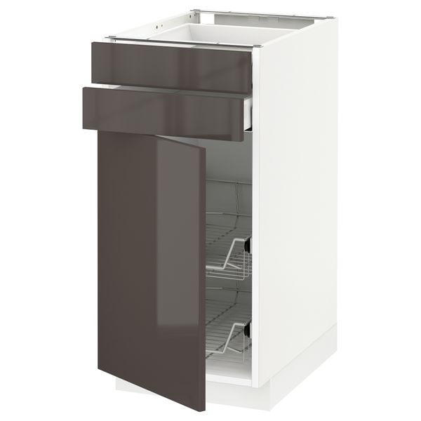 Напольный шкаф, дверца, 2 ящика, проволочных корзин МЕТОД / МАКСИМЕРА, белый, Рингульт серый - схема-чертеж с размерами