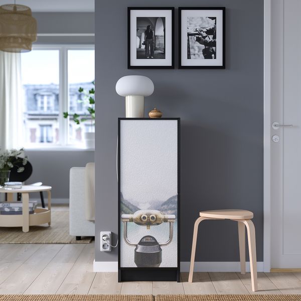 Стеллаж комбинация, стекло дверцы, 40x30x106 см, черно-коричневый, черный IKEA BILLY БИЛЛИ, HÖGBO 594.945.42 - фото 3