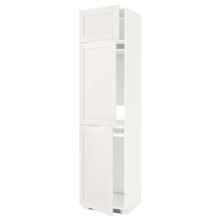 Высокий шкаф для холодильника или морозильника, с 3 дверями МЕТОД, белый, Сэведаль белый (60x60x240 см)