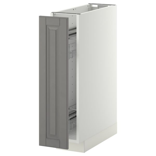 Напольный шкаф, выдвижной внутрений элемент МЕТОД, белый, Будбин серый (20x60 см) - схема-чертеж с размерами