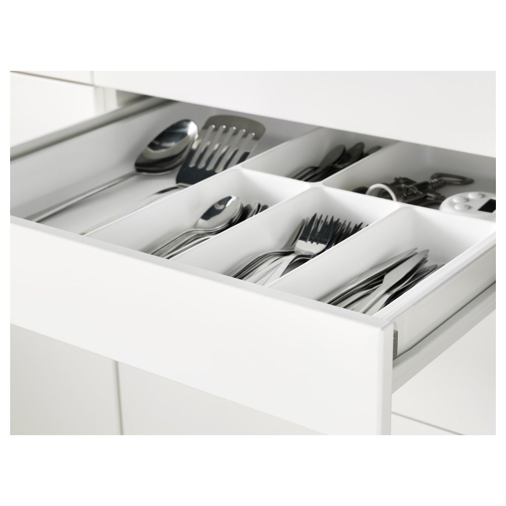 Высокий шкаф для духовки комбинированный, духовка + дверца, 3 ящика МЕТОД / ФОРВАРА, белый, Будбин белый с оттенком - фото 1