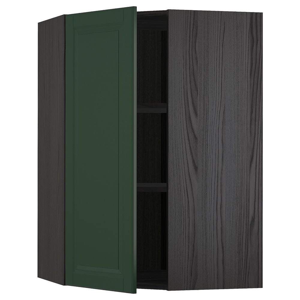 Угловой навесной шкаф с полками, черный/Будбин темно-зеленый 68x100 см IKEA МЕТОД 593.132.83 - схема-чертеж с размерами