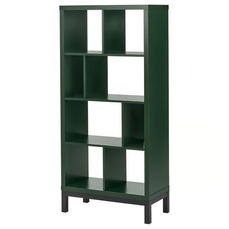 KALLAX Стеллаж с основанием - темно-зеленый/чёрный 77x39x164 см