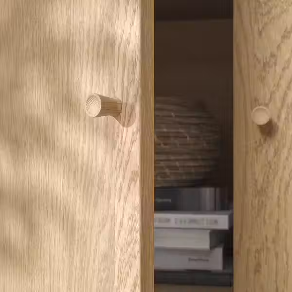 TONSTAD Комбинация с раздвижными дверьми - дубовый шпон/прозрачное стекло 121x47x201 см - фото 4