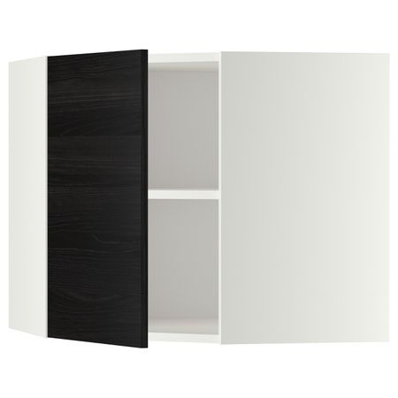 Угловой навесной шкаф с полками, белый, Тингсрид черный 68x60 см IKEA МЕТОД 992.245.10