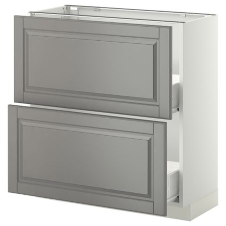 Напольный шкаф с 2 ящиками МЕТОД / ФОРВАРА, белый, Будбин серый