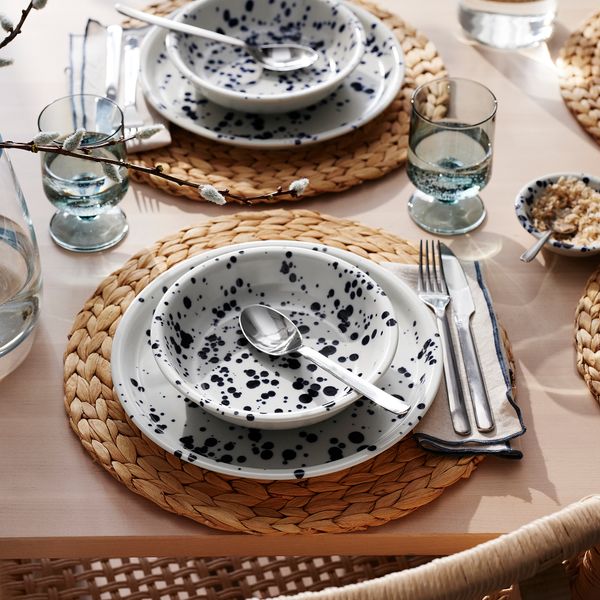 Тарелка глубокая, с рисунком, синий, 19 см IKEA SILVERSIDA 305.656.86 - фото 5