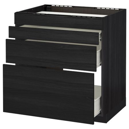 Напольный шкаф для духовки, 4фасада, 3 ящика МЕТОД / ФОРВАРА, черный, Тингсрид черный