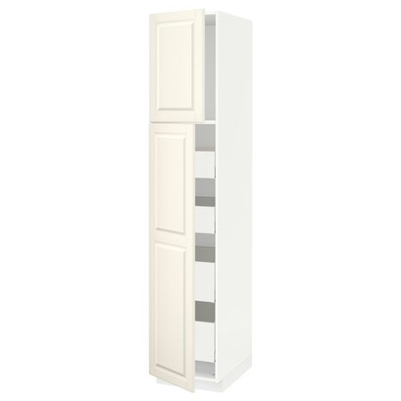Высокий шкаф/2дверцы/4ящика, белый/Будбин белый с оттенком 40x60x200 см IKEA METOD МЕТОД / MAXIMERA МАКСИМЕРА 993.738.64
