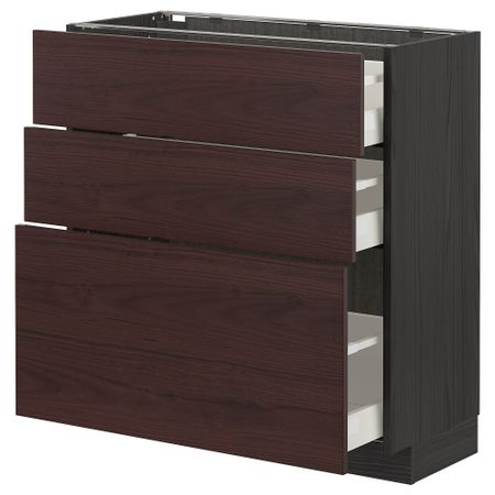 Напольный шкаф с 3 ящиками, 80x37 cm IKEA METOD МЕТОД, MAXIMERA МАКСИМЕРА 893.344.39