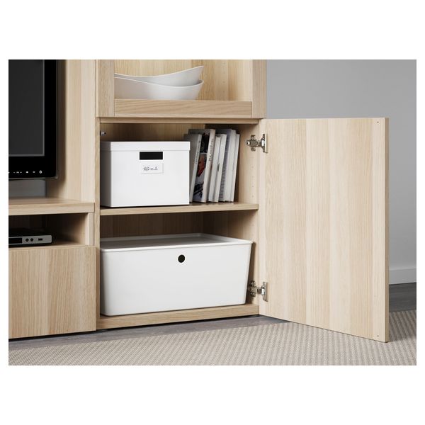 Шкаф для ТВ, комбинированный, стекляные дверцы БЕСТО, Лаппвикен, Синдвик под беленый дуб, прозрачное стелко (240x40x128 см) - фото 3