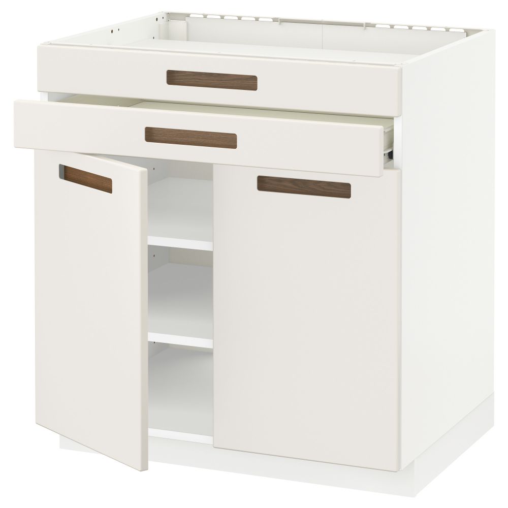 Напольный шкаф для варочной панели, 2 ящика, 2 фасада, 1 ящик МЕТОД / ФОРВАРА, белый, Мэрста белый (80x60 см) - схема-чертеж с размерами