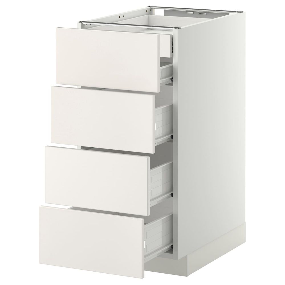 Напольный шкаф 4 фронтальных, 2 низких, 3 средних ящ, белый/Веддинге белый 40x60 см IKEA МЕТОД / ФОРВАРА 192.621.53 - фото 1
