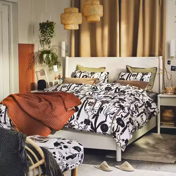 ЛУНДСКАФТИНГ Пододеяльник и 2 наволочки IKEA, 200x200/50x60 см, дополнительный ракурс