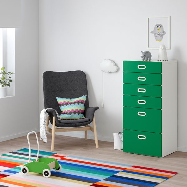 Комод с 6 ящиками, белый/зеленый 60x50x128 см IKEA STUVA СТУВА / FRITIDS ФРИТИДС 392.656.31 - фото 2