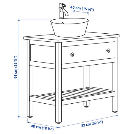 Открытый шкаф с раковиной 40, белый/ВОКСНАН смеситель 82x48x91 см IKEA HEMNES ХЕМНЭС / KATTEVIK КАТТЕВИК 893.194.67