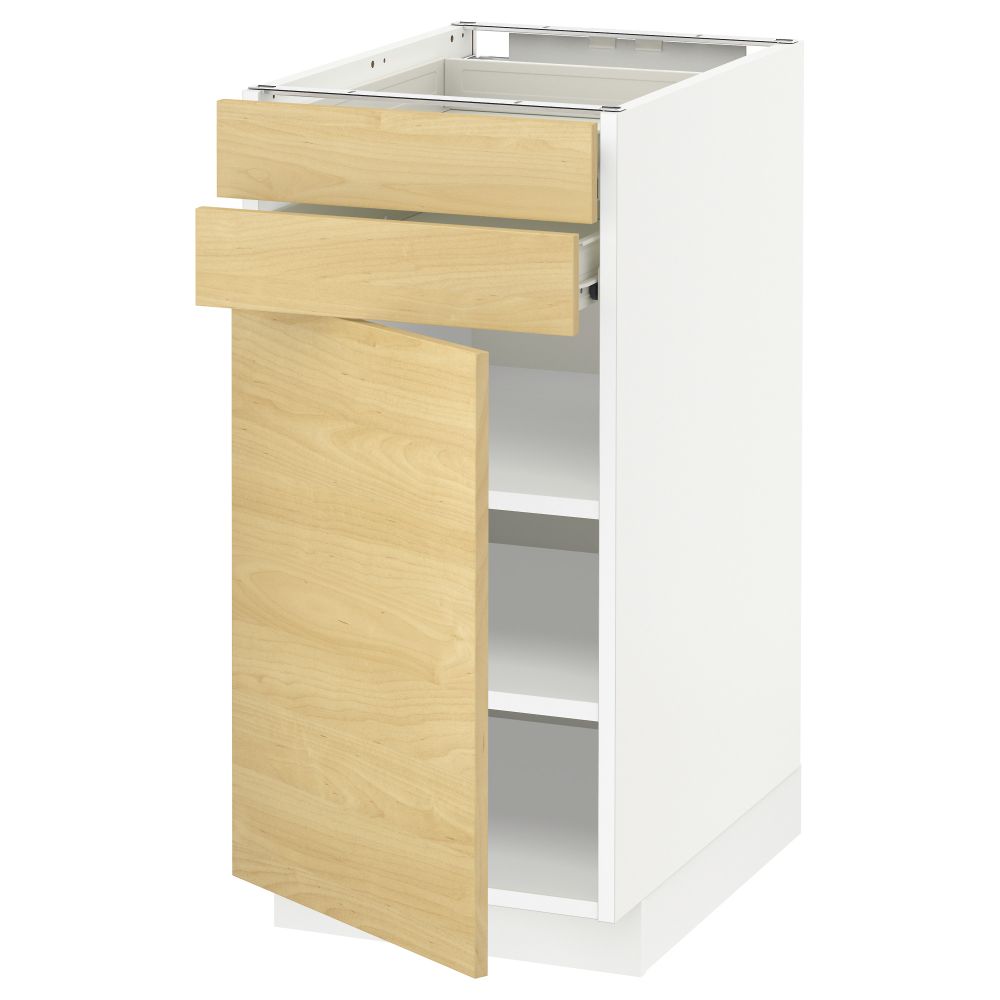 Напольный шкаф с дверцей, 2 ящиками МЕТОД / ФОРВАРА, белый, Тингсрид береза - схема-чертеж с размерами