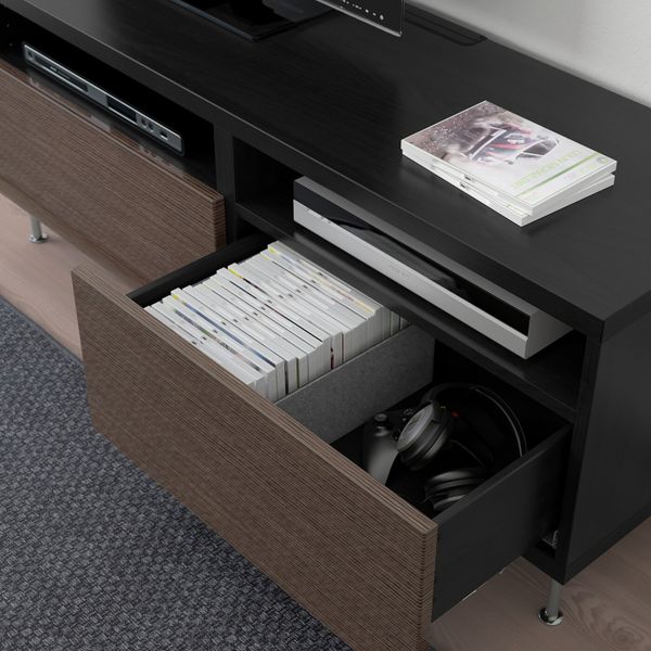 Тумба для ТВ с ящиками, черно-коричневый/СЕЛЬСВ/СТАЛЛАРП глянцевый, коричневый 120x42x48 см IKEA БЕСТО 092.671.65 - фото 4