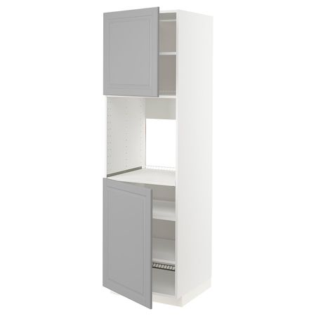 Высокий шкаф для духовки/2дверцы/полки, белый/Будбин темно-зеленый 60x60x200 см IKEA METOD МЕТОД 593.120.33