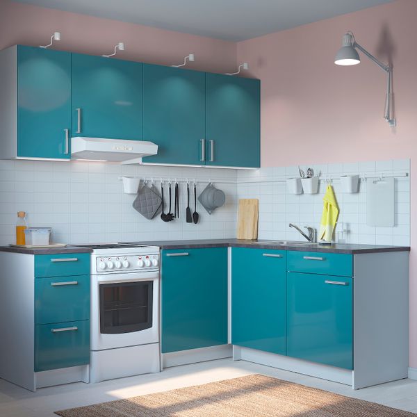 Кухня, глянцевый/синяя бирюза 220x180x220 см IKEA KNOXHULT КНОКСХУЛЬТ 794.244.21 - схема-чертеж с размерами