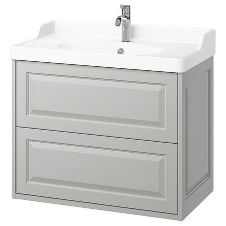 TÄNNFORSEN / RUTSJÖN Шкаф с ящиками/раковина/смеситель - светло-серый 82x49x74 см
