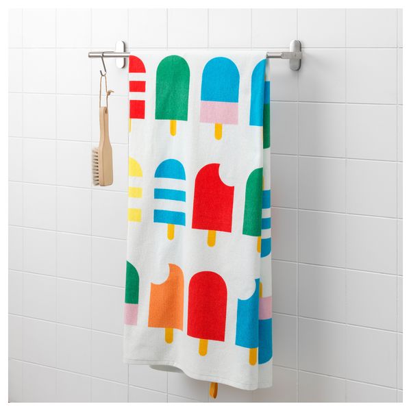 Пляжное полотенце СОММАР 2019, белый, разноцветный (100x180 см) - схема-чертеж с размерами