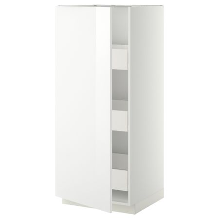 Высокий шкаф с ящиками МЕТОД / ФОРВАРА, белый, Рингульт белый (60x60x140 см)