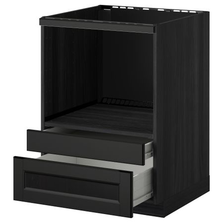 Напольный шкаф для комбинирования СВЧ, ящики МЕТОД / ФОРВАРА, черный, Лаксарби черно-коричневый (60x60 см)