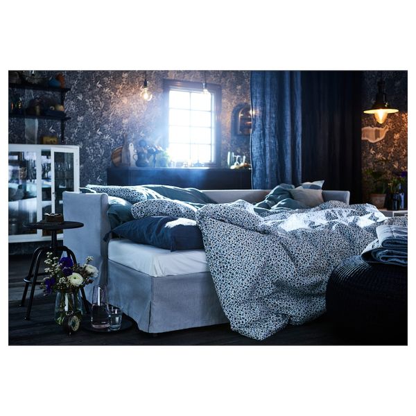 Пододеяльник и 1 наволочка, белый, синий, 150x200/50x70 см IKEA ВАТТЕНМИНТА 003.902.64 - фото 2