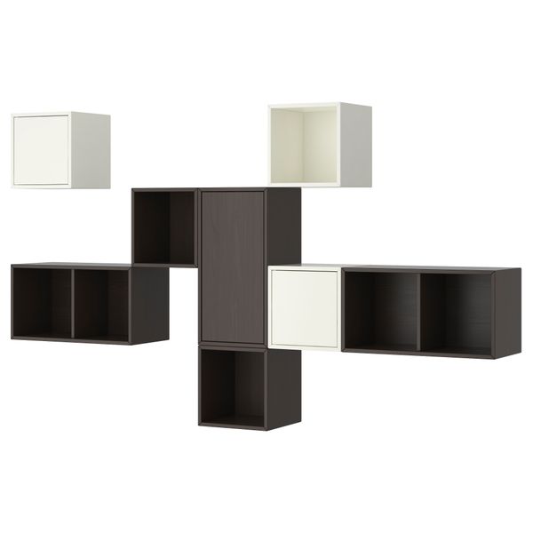 Навесной шкаф с 3 дверцами ВЭЛЬЕ, коричневый, белый - фото 1