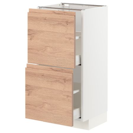 Напольный шкаф с 2 ящиками, 40x37 см, белый, Voxtorp под дуб IKEA METOD МЕТОД, MAXIMERA МАКСИМЕРА 794.033.34