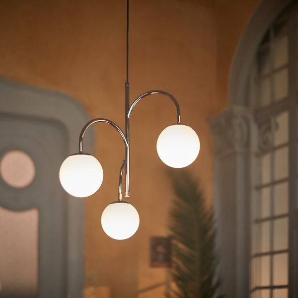Подвесной светильник, 3-рожк, хромированный/молочный стекло IKEA SIMRISHAMN СИМРИСХАМН 004.078.39 - фото 5