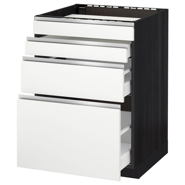 Напольный шкаф для духовки, 4фасада, 3 ящика МЕТОД / МАКСИМЕРА, черный, Нодста белый - схема-чертеж с размерами