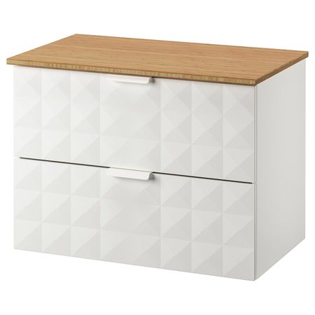 Шкаф для раковины с 2 ящ, Решён белый, бамбук 82x49x60 см IKEA ГОДМОРГОН / ТОЛКЕН 192.952.43