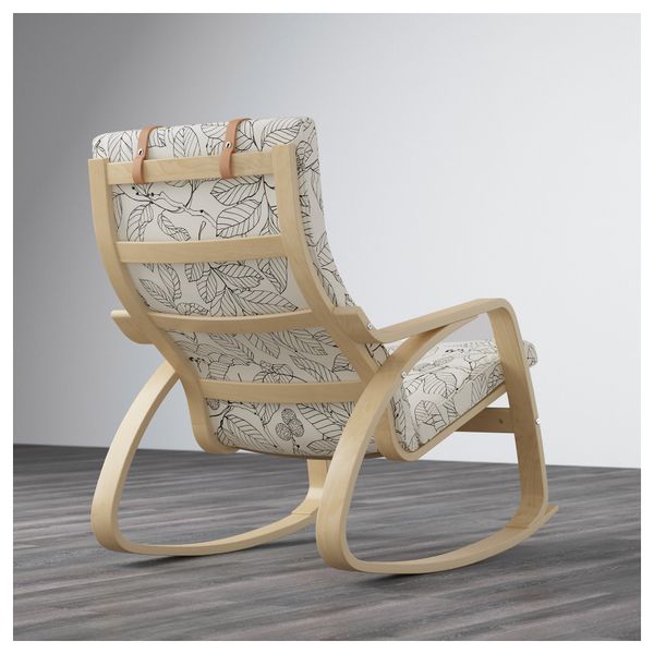 Кресло-качалка ПОЭНГ, березовый шпон, Висланда черный/белый - схема-чертеж с размерами