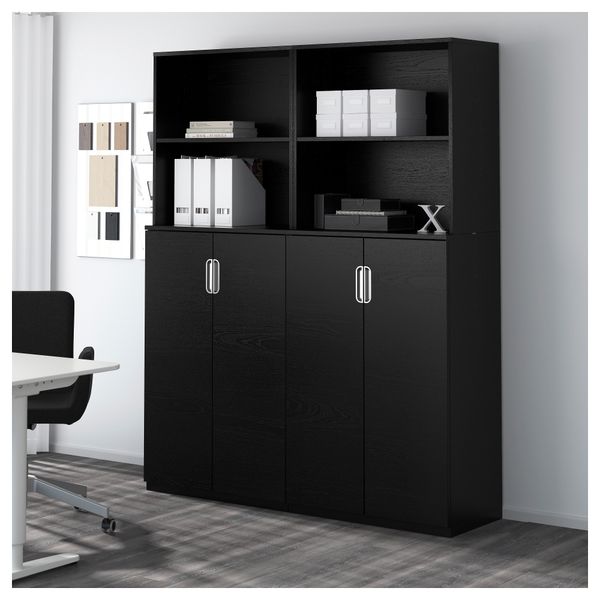 Комбинация для хранения с дверцами ГАЛАНТ, черно-коричневый (160x200 см) - фото 2