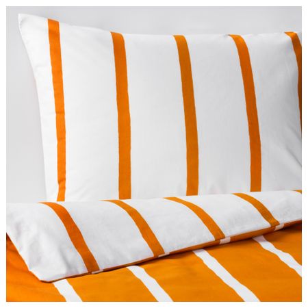 Пододеяльник и 2 наволочки ТУВБРЭККА, оранжевый, белый